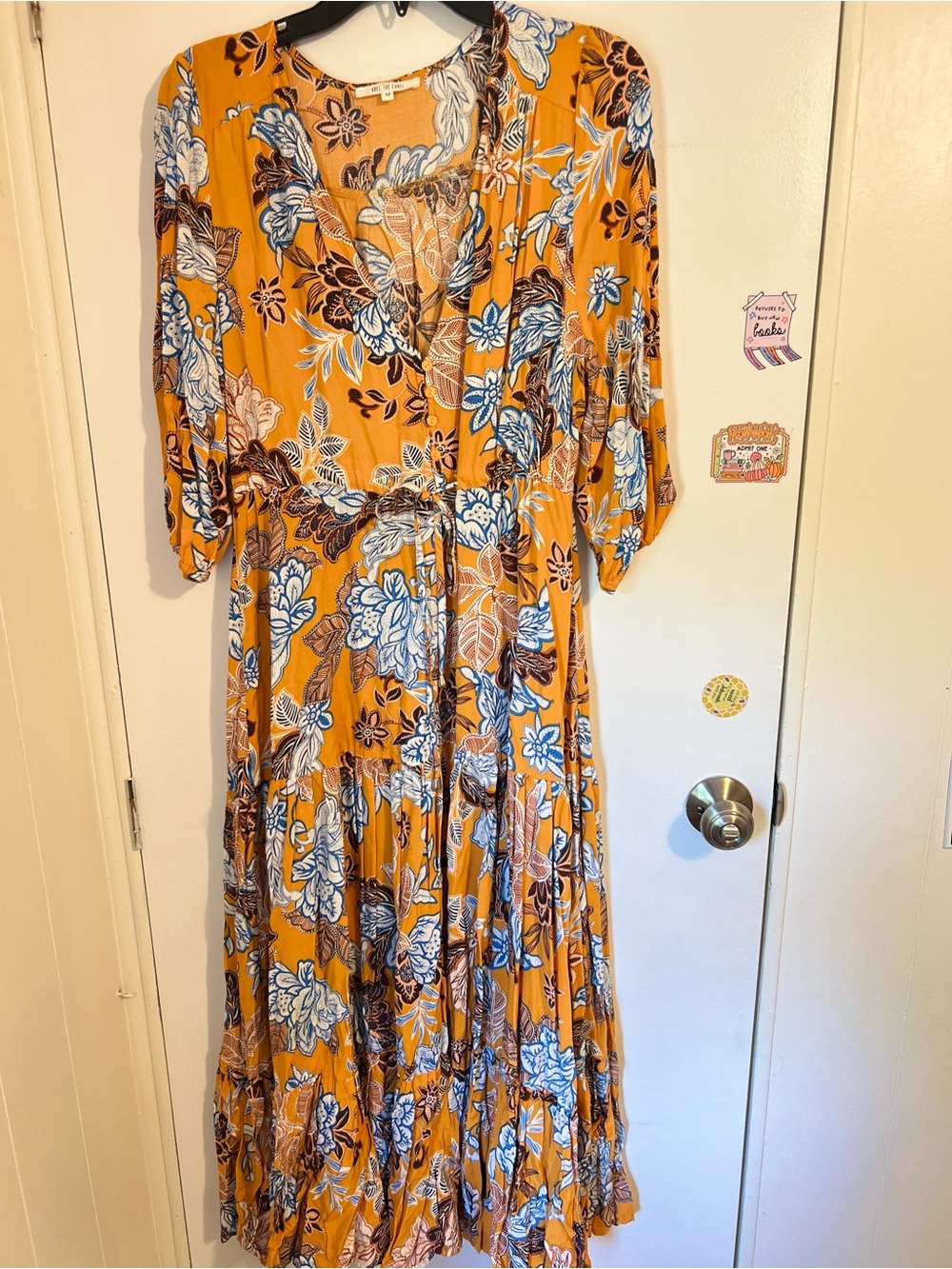 Floral Maxi Dress in Mustard Yellow